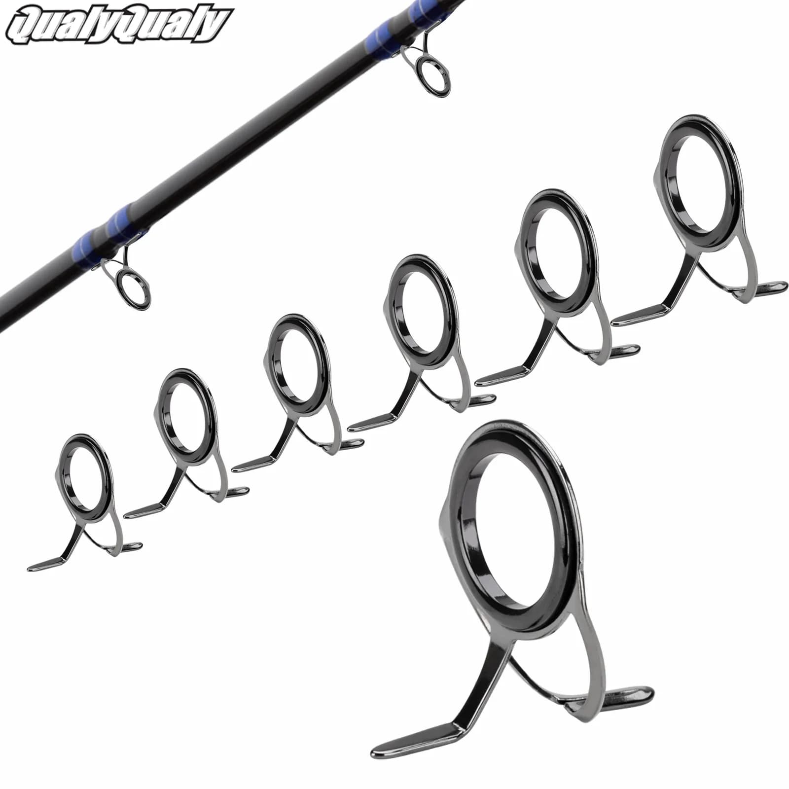 7 pieces Repair kit for fishing rods 0,96-3,3 cm Ceramic rings for casting Replacement guide for steel double leg fishing rods