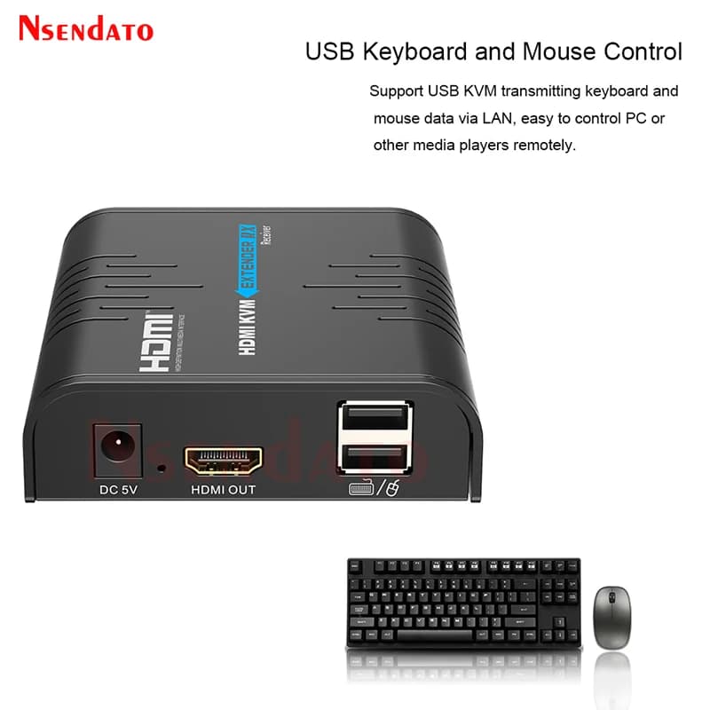 Extender HDMI KVM USB RJ45 1080P 60Hz 120M Trasmettitore e ricevitore video HDMI wireless USB2.0 KVM Switch per la condivisione di tastiera e mouse