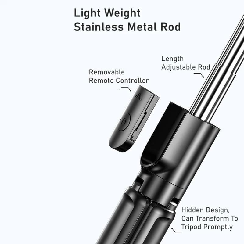 Bastone Selfie Bluetooth Wireless per iPhone Huawei Android, Monopiede Pieghevole Portatile con Telecomando e Mini Treppiede Estensibile