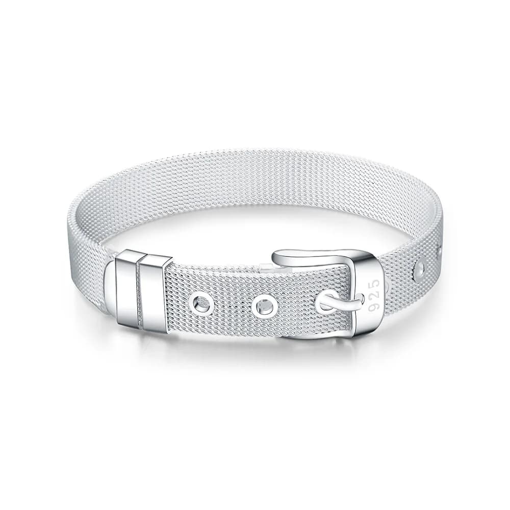 Disegno Della Cinghia alla moda Puro 925 Sterling Silver Gioielleria Raffinata Del Braccialetto Dei Braccialetti Per Le donne Degli Uomini 10 millimetri Catena di vigilanza Per La Donna Uomo regalo
