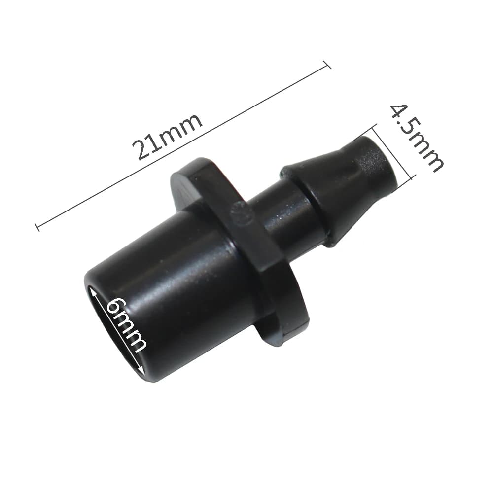 6mm Female To 4.5mm Barb Hose Connector Plastic Greenhouse Micro Drip Irrigation Fitting Garden Watering Pipe Joint Black 100Pcs