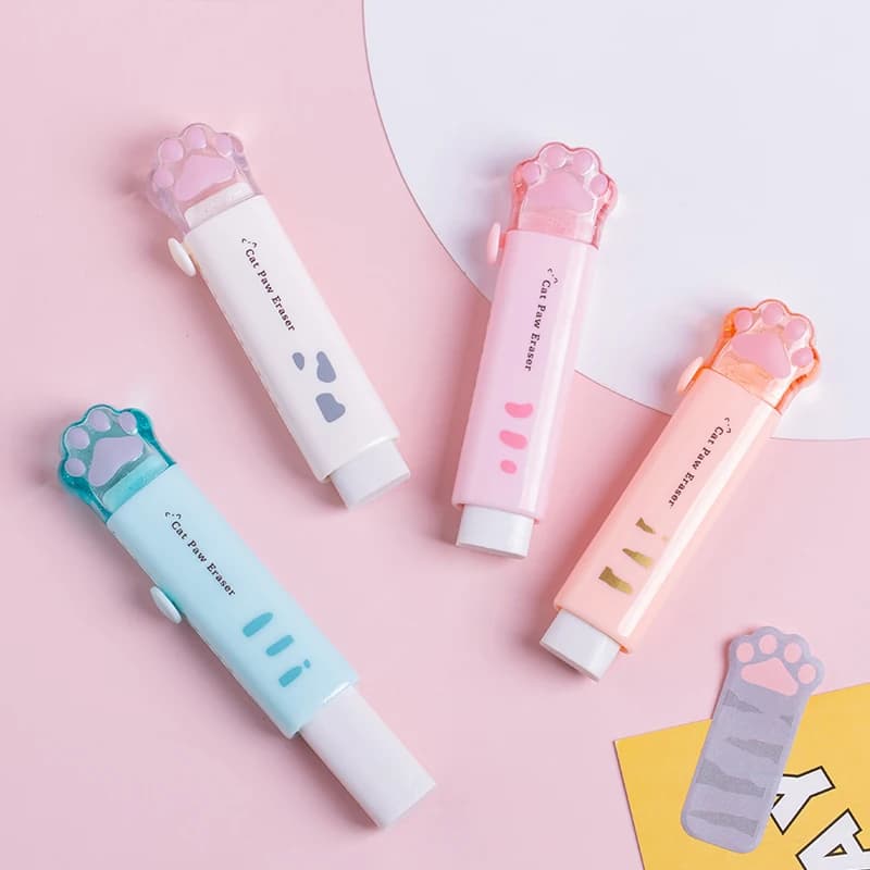 Creatività retrattile Kawaii cat claw Pencil eraser Push Pull Eraser disegno professionale pittura materiale scolastico carino