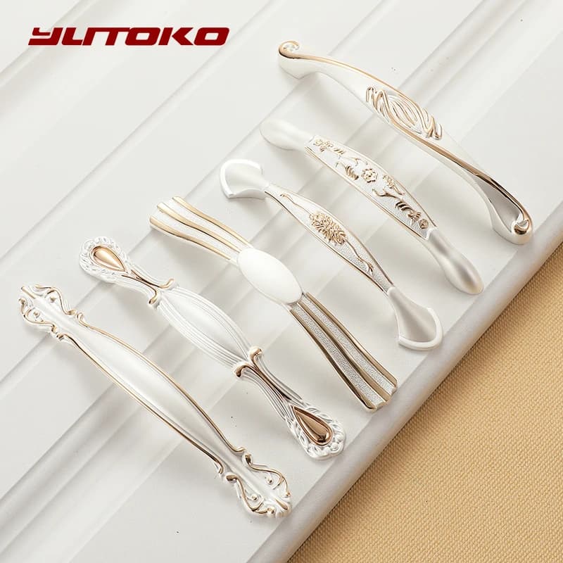 YUTOKO Maniglie per mobili Zinco Aolly Bianco Maniglie per porte dell'armadio da cucina Manopole per cassetti Maniglia per mobili di moda europea Hardware