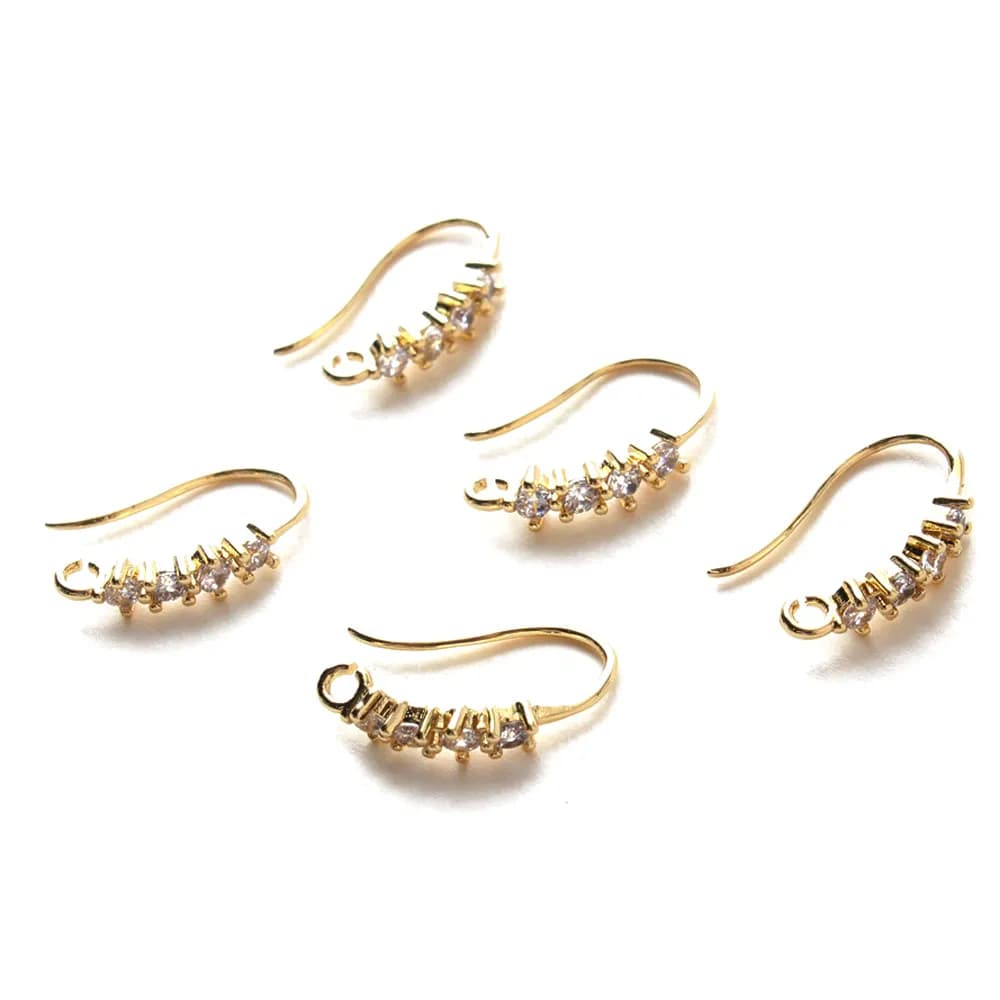 4PCS 18K Gold Plated Ear Hook Diy Earrings Charms Jewelry Findings Components Zircon Making Tools Material Accessories