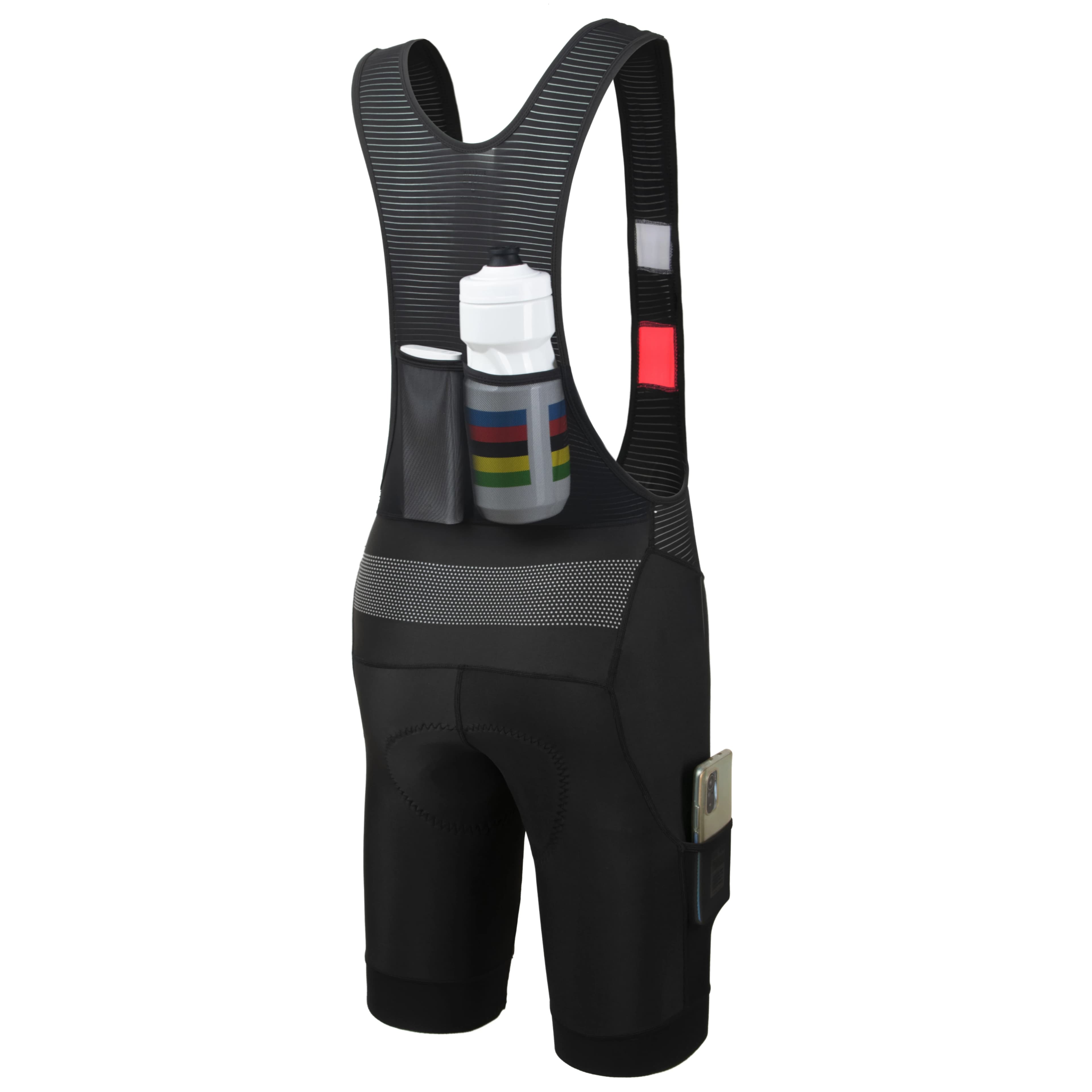 RESESBIK Shorts with Cycling Braces Man Travel along 4 pockets Italy pad Shorts with Cargo Bike Braces Shorts with highly reflective bicycle straps Man