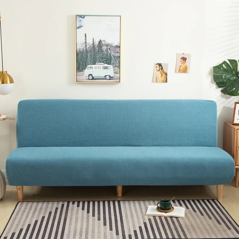 Jacquard solid folding sofa bed cover for living room without armrests elastic material in spandex soft lining