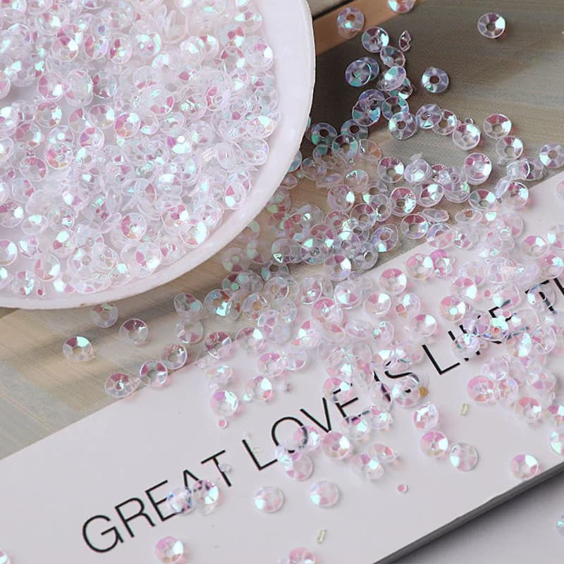 10g Formato 3-4mm Tazza di Trasparenza Scintillante Paillettes Sciolti Cucito FAI DA TE Matrimonio Paillettes Mestiere Indumento Borsa Unghie artistiche Accessori