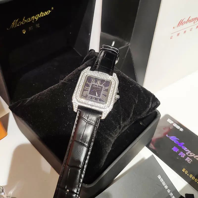 Women's Square Crystal Quartz watch from the best brands with original wristwatch with rhinestones for women
