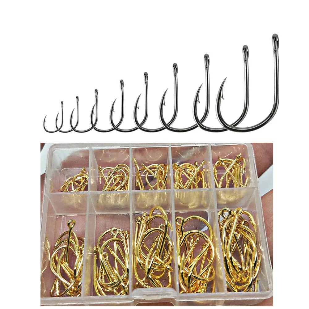 100 pcs/bath fishing hook Set carbon steel wide hand crank hook Offset love fishing for worm call soft hook fishing gear