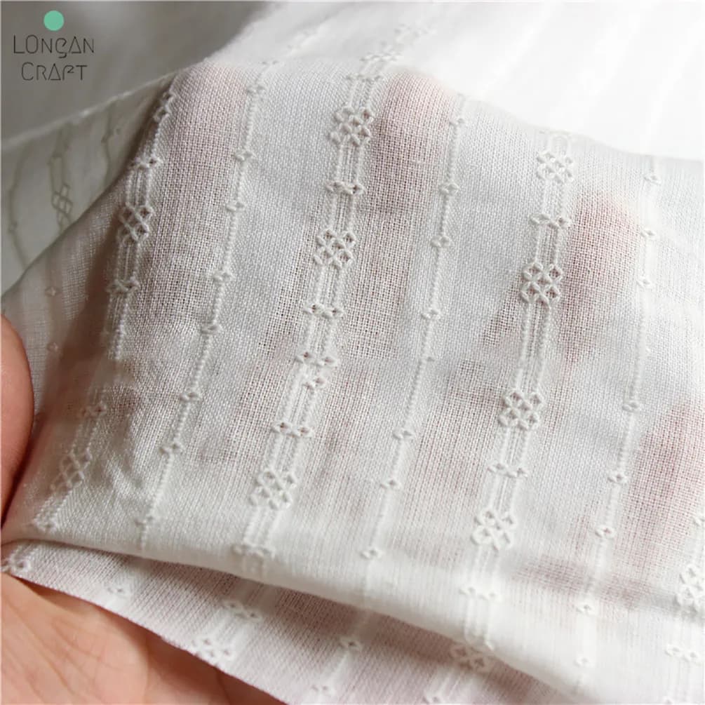 Jacquard di cotone in tessuto per camicia elegante in puro cotone a righe bianche da 45 cm * 150 cm