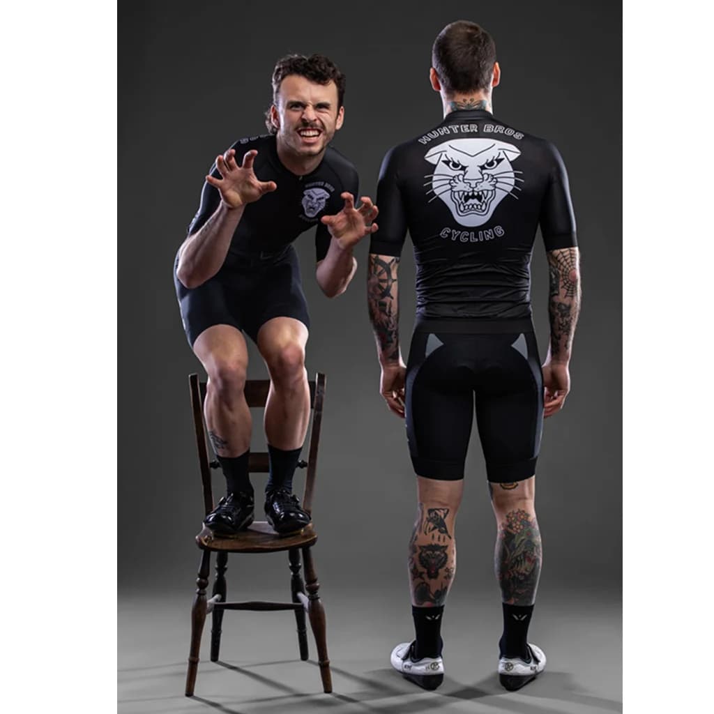 Hunter Bros Cycling Short Sleeved T-shirts Short Shorts With Chicks Gel Pad Roupa Cycling Maillot Hombre Quick Dry Clothing Black/White