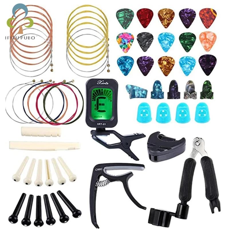 Set di accessori per chitarra Capo per chitarra/accordatore/plettri/corde in rame puro per chitarra 1-6 strumenti di riparazione per chitarra per parti di chitarra elettrica GYH