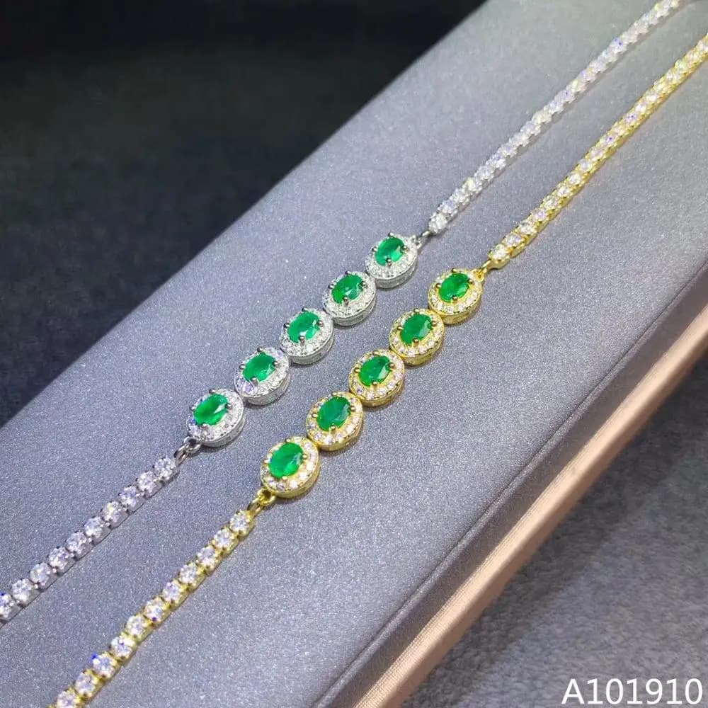 KJJEAXCMY Boutique Jewelry 925 Sterling Silver intarsiato smeraldo naturale pietra preziosa braccialetto da donna supporto rilevamento ragazza regalo festa