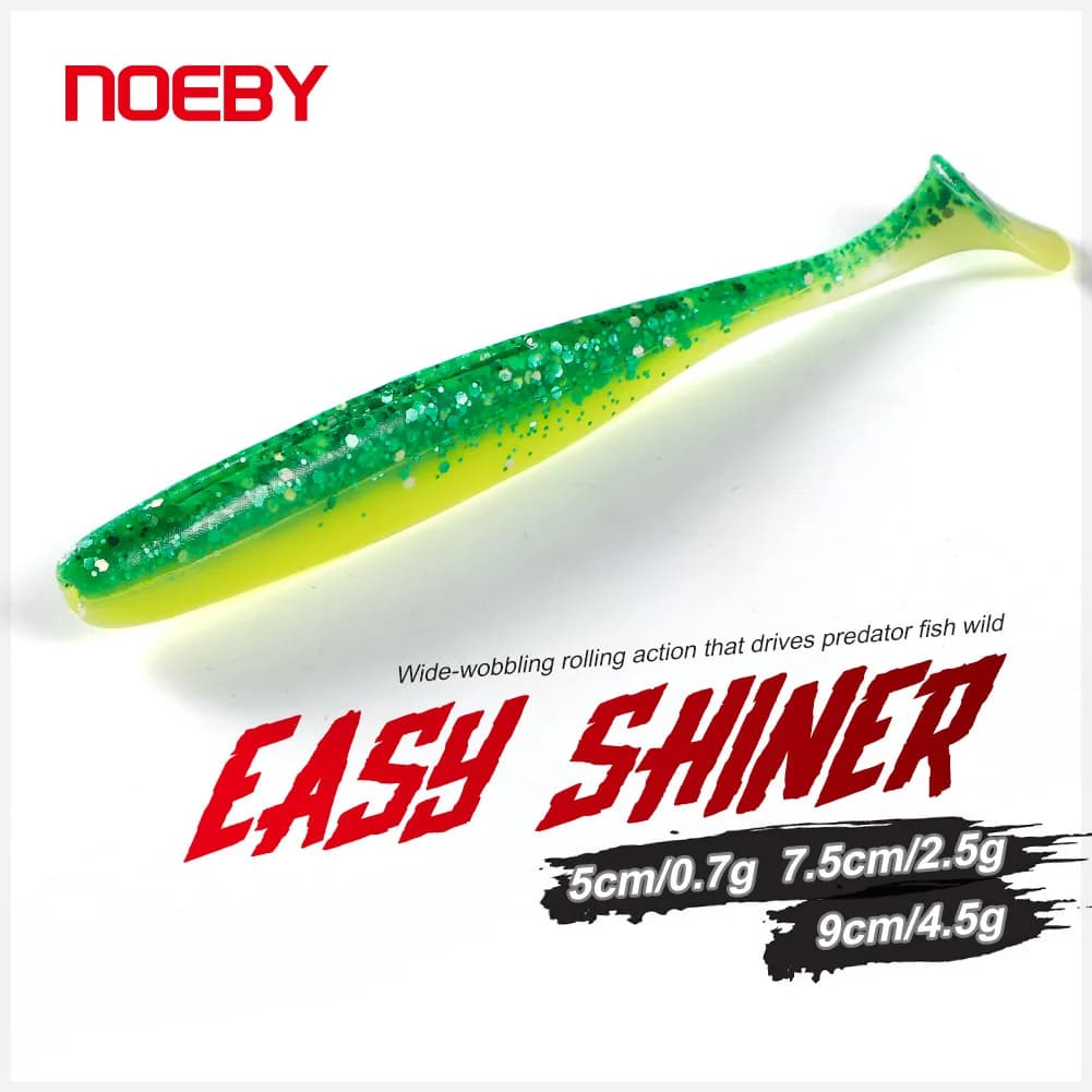 Noeby Easy Shiner Silicone Shad Fishing Soft Lure 5cm 7.5cm 9cm Wobbler Artificial Worm Soft Bait for Pike Carp T Tail Soft Bait