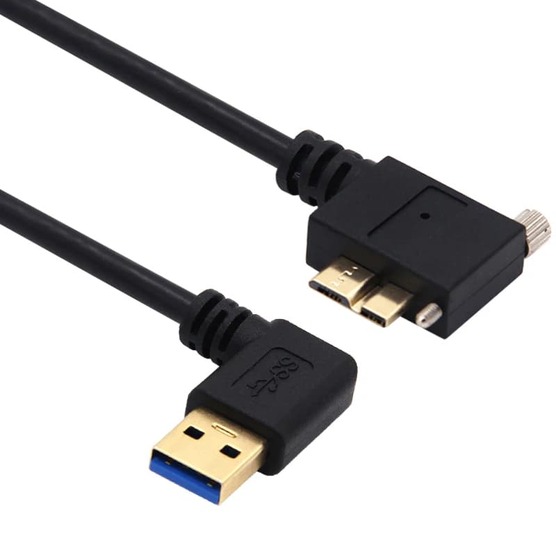 USB 3.0 Male to USB3.0 Micro/B Male 90 Degree Up & Down & Left & Right Angled With Lock Screws Mount Data cable 0.3m/1m/1.8m/3m