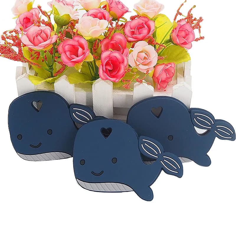 Chenkai 10PCS Silicone Dolphin Massaggiagengive Smoothing Del Fumetto Ciuccio Per Il Bambino Sensoriale di Cura del Braccialetto Della Collana Dei Monili Accessori