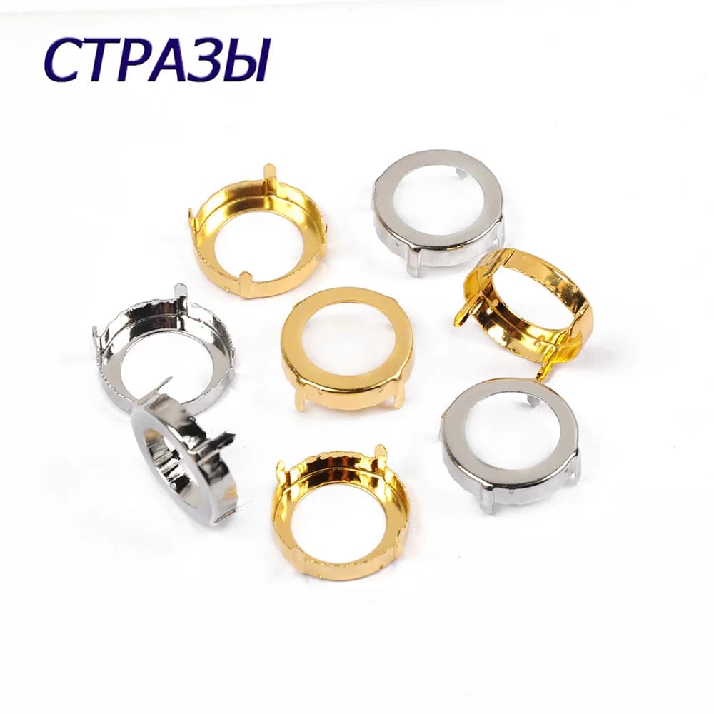 CTPA3bI 1201 Borchie in rame di forma rotonda Impostazioni artigli in oro argento Fai da te Cucire su strass per gioielli Accessori per abiti in pietra di vetro