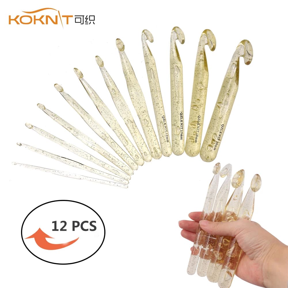 KOKNIT 12pcs Enorme Crochet Ganci Set di Lavoro A Maglia Ago Del Tessuto del Mestiere di Lane E Filati Strumenti di Cucito 4.0-20 millimetri Crochet Aghi per Chunky Lane E Filati Del Tessuto