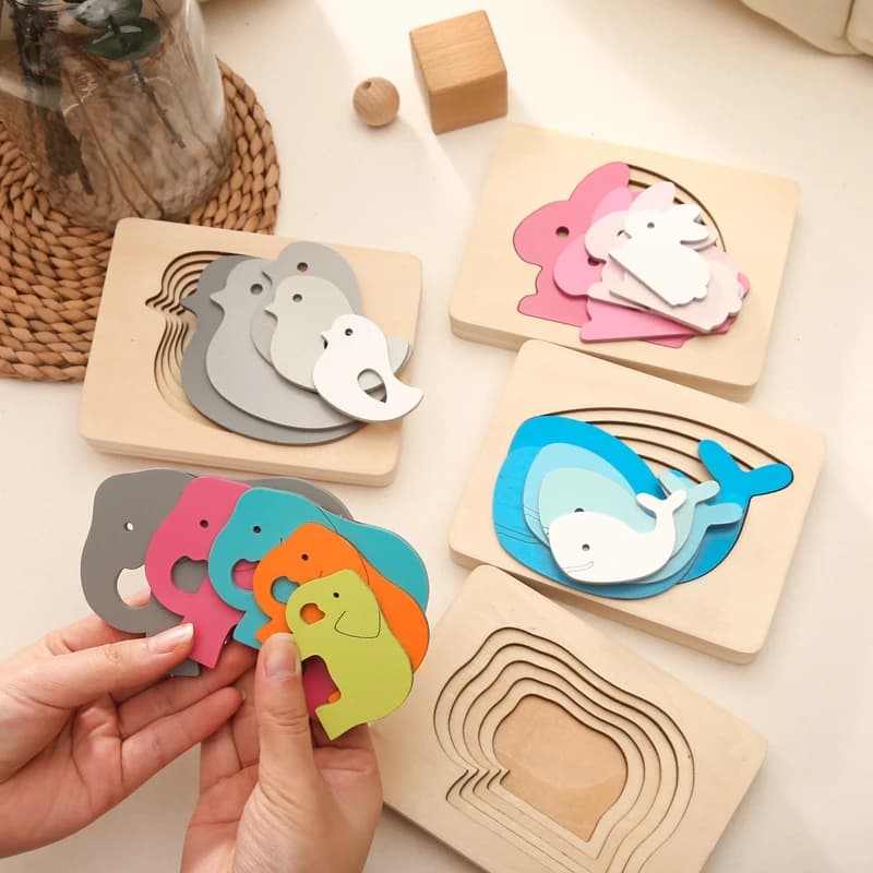 1pc bambini puzzle multistrato in legno 3d per bambini cartone animato animale elefante bambini puzzle bordo regalo educativo precoce