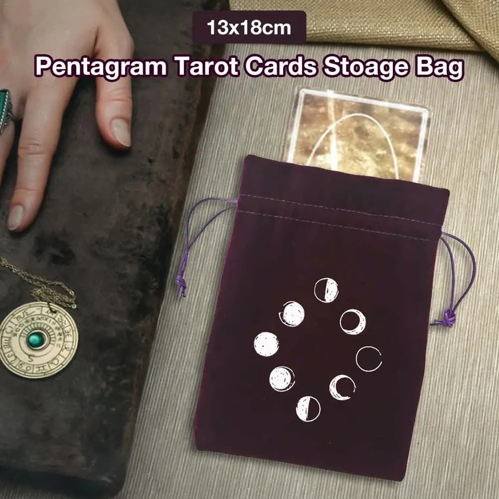Sacchetto di immagazzinaggio della carta dei tarocchi in velluto gioco da tavolo borsa con coulisse per ricamo sacchetto di immagazzinaggio dei tarocchi in fase lunare di velluto carta Oracle