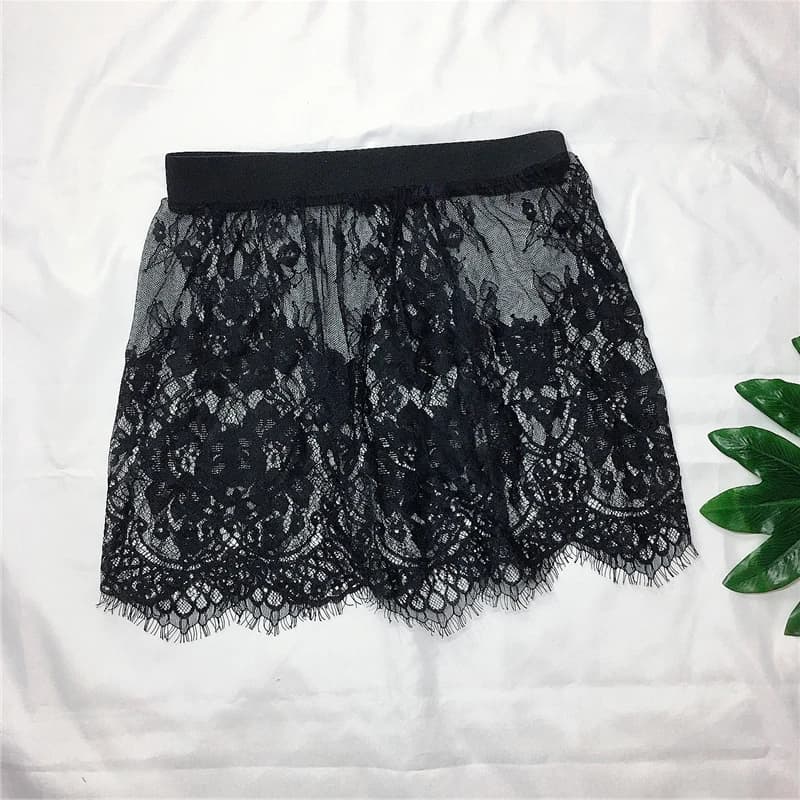 Miniskirt Sexy mesh skirt in lace transparent shirt Extender woman summer Mini black white Micro skirt short woman underskirt