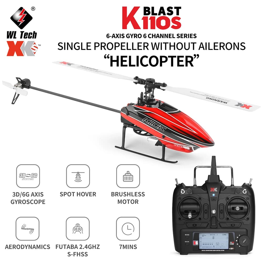 RC Wltoys XK K110S 6CH 3D 6G sistema telecomando giocattolo motore Brushless 2.4G RC elicottero BNF/RTF compatibile con FUTABA S-FHSS