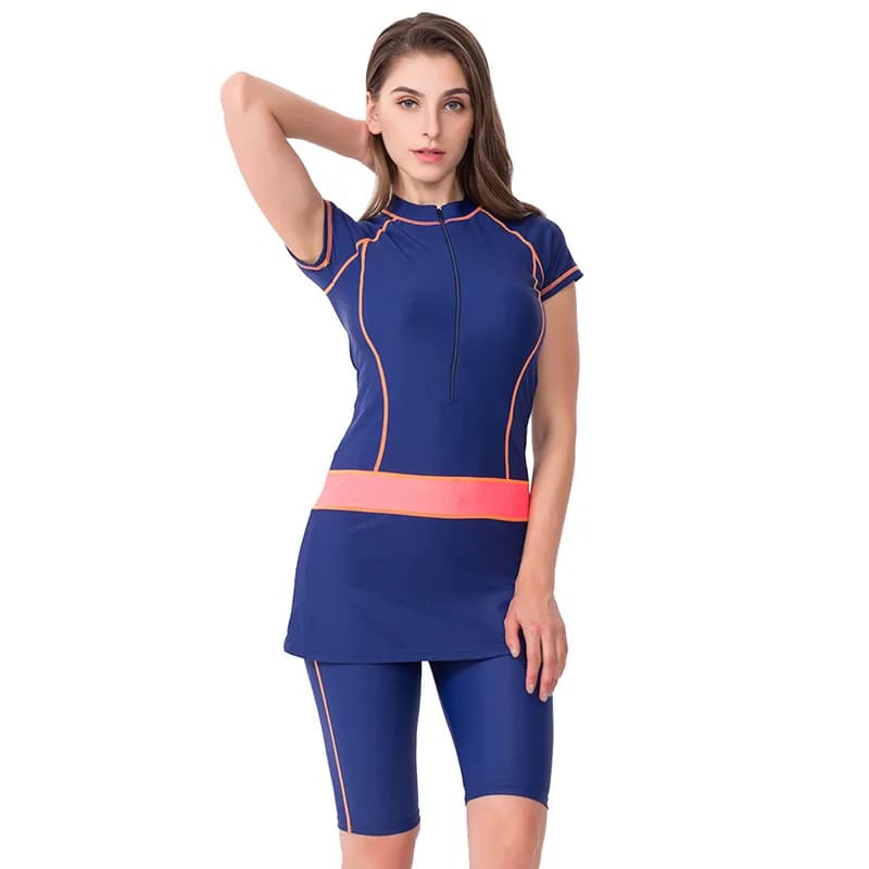 Two Pieces Short Sleeve Plus Size Swimwear Conservative Dress With Skirt Moslem Swimwear Woman Swimwear Islamic New