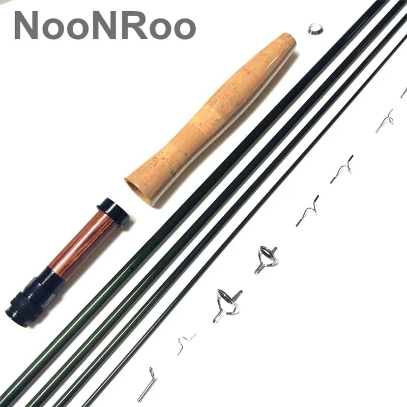 NooNRoo IM8 8ft 6 pollici 4pc 1wt Fly Rod Kit Cambo fai da te Azione veloce vuota con impugnatura in sughero di grado A canna da pesca a mosca combo