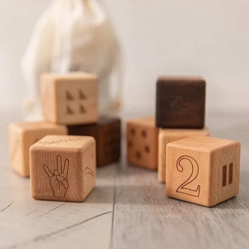 Set di Blocchi di Costruzione in Legno per Bambini, Giocattoli in Legno Naturale Organico Ecologico