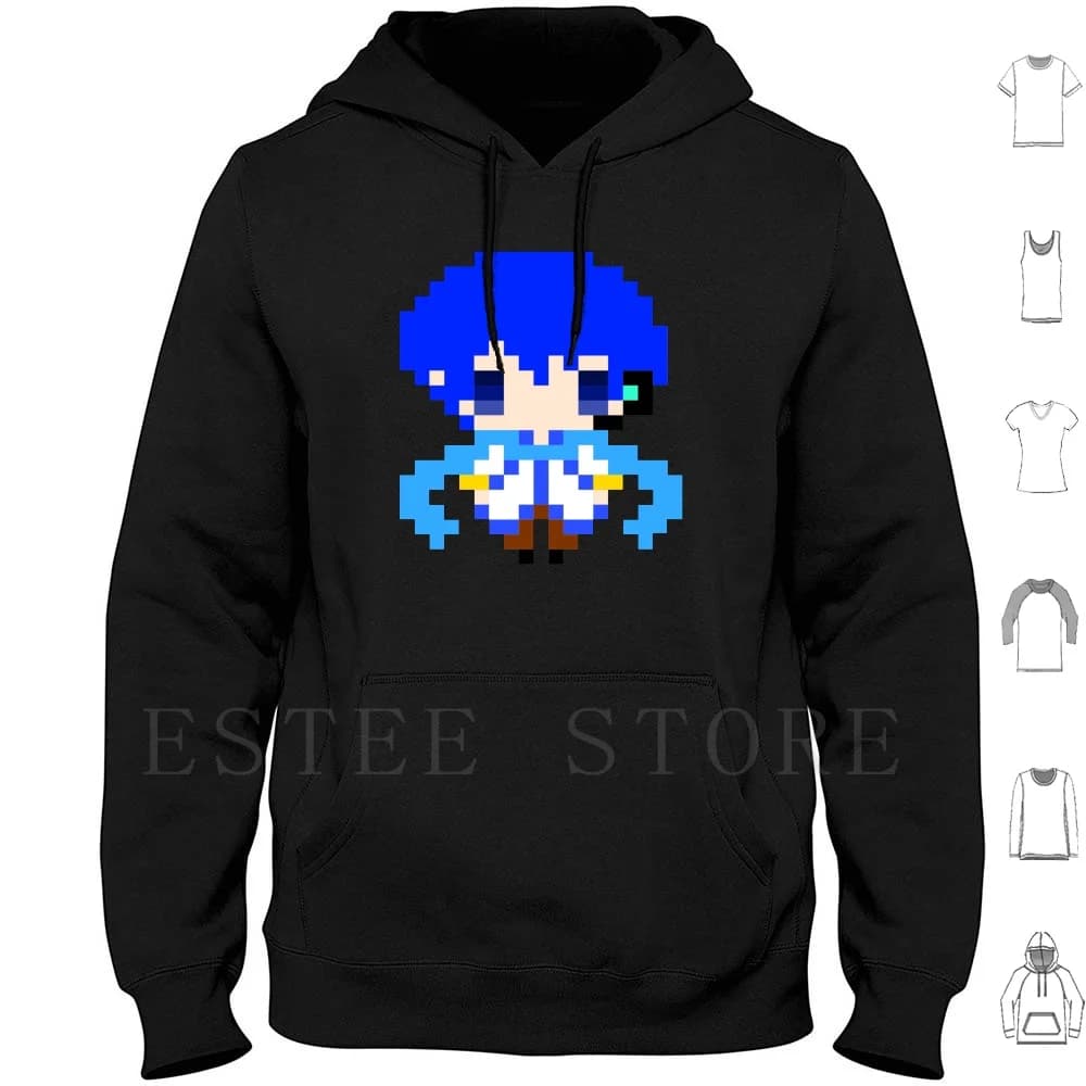 Felpe con cappuccio Pixel Chibi-Kaito Vocaloid Pixelart Pixel Art Semplici blocchi di colore minimal Musica Giappone Cultura pop giapponese