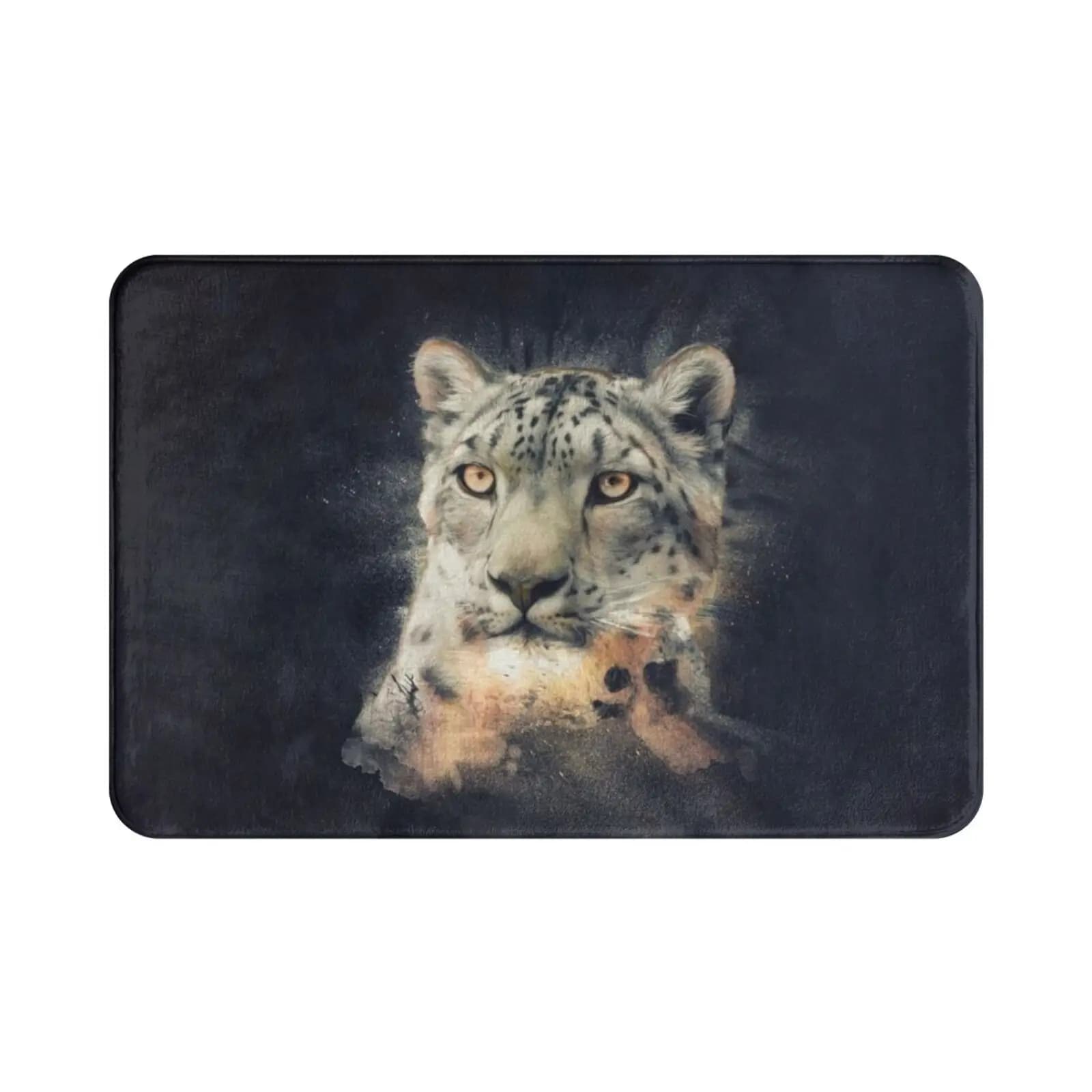 Ritratto di pantera delle nevi Tappeto Tappetino Tappeto Cuscino Morbido antiscivolo Ritratto felino di leopardo delle nevi di pantera