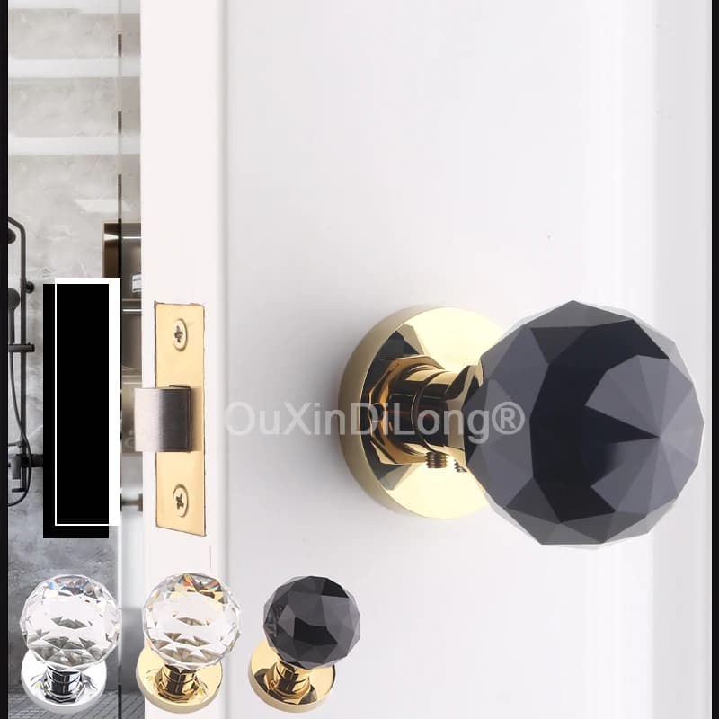 1 pz europeo a forma di diamante manopole di cristallo serratura della porta interna camera da letto bagno maniglia della porta serratura senza chiave cromo/oro GF858