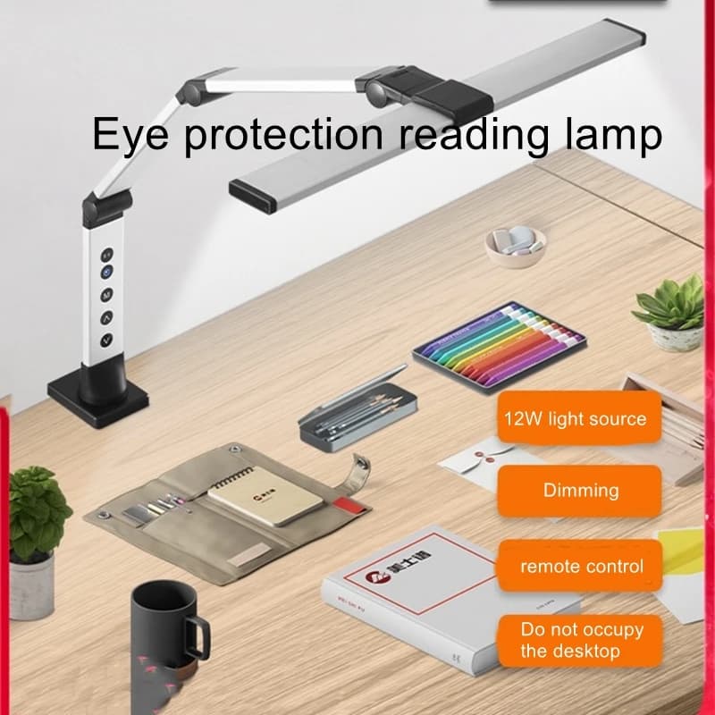 Lampada da scrivania per studio con protezione degli occhi, scrivania da lavoro a braccio lungo, lampada a sospensione per schermo del computer ad ampio raggio, tipo clip a LED