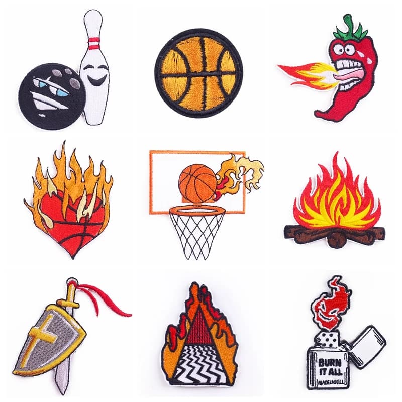 Basketball Embroidery Patches for Clothing Punk/Skull Iron On Patch Stickers Patches For Clothes Applique Stripes Badges DIY