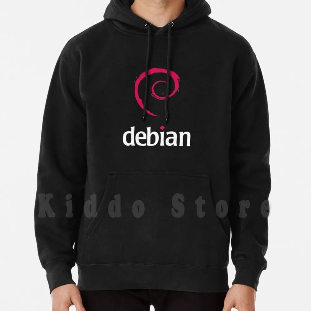 Debian Long Sleeved Debian Hoodie Debian Black Swirl Gnu Geek Logo Distro Programming Hacker Ubuntu Raspberry Pi