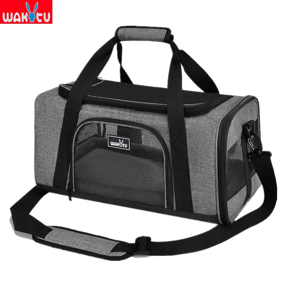 Wakytu Porta animali domestici Borse portatili antigraffio per gatti per viaggi aerei all'aperto Struttura fine Borse pieghevoli ventilate per cuccioli