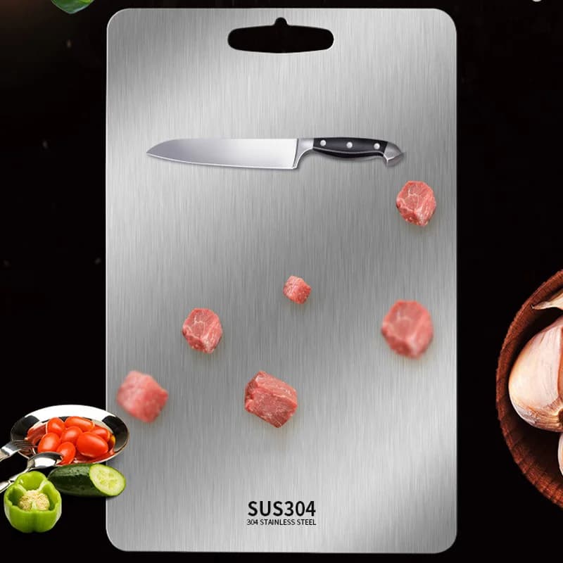 304 Stainless Steel Cutting Board, Round, Thickened Chopping Block, Double-sided Healthy Roll, Durable Fruit Rectangle Board