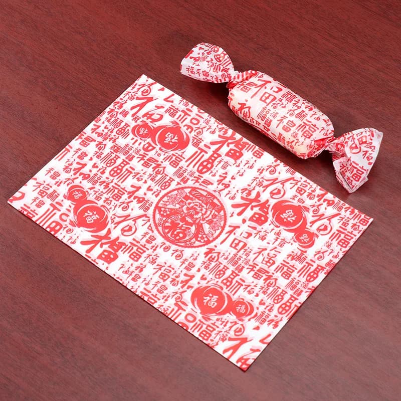 500 pz/lotto Torrone Carta Da Involucro Rosso Cinese Retro Lanterna Vacanza Auguri Modello di Caramella Confezione di Carta Olio Battesimo Zucchero Imballaggio