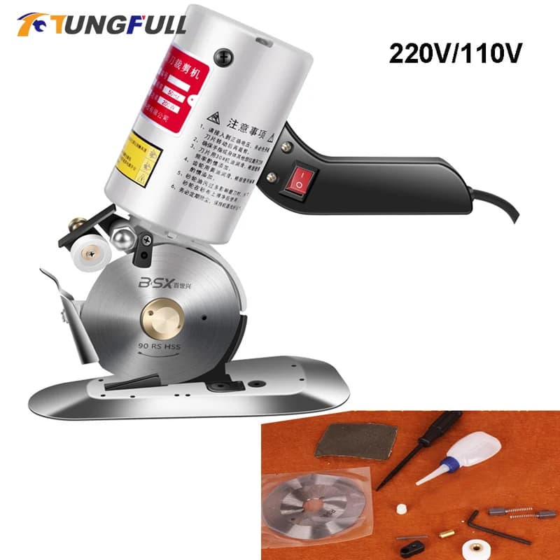 Abbigliamento Forbici elettriche Taglierina per tessuti Tagliatrice per tessuti Tagliatrice a coltello tondo per tessuti Forbici elettriche a spinta a mano