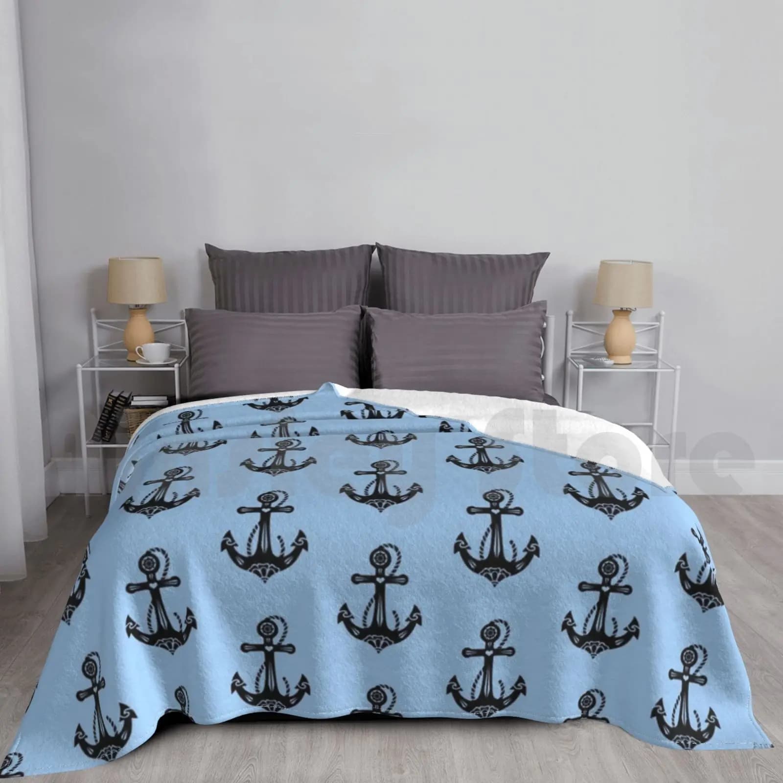 Coperta con simbolo di speranza per divano letto Viaggio Fede Amore Anchor Sacra rosa Simbolo di speranza Fede Amore Ancora Capitano di barca