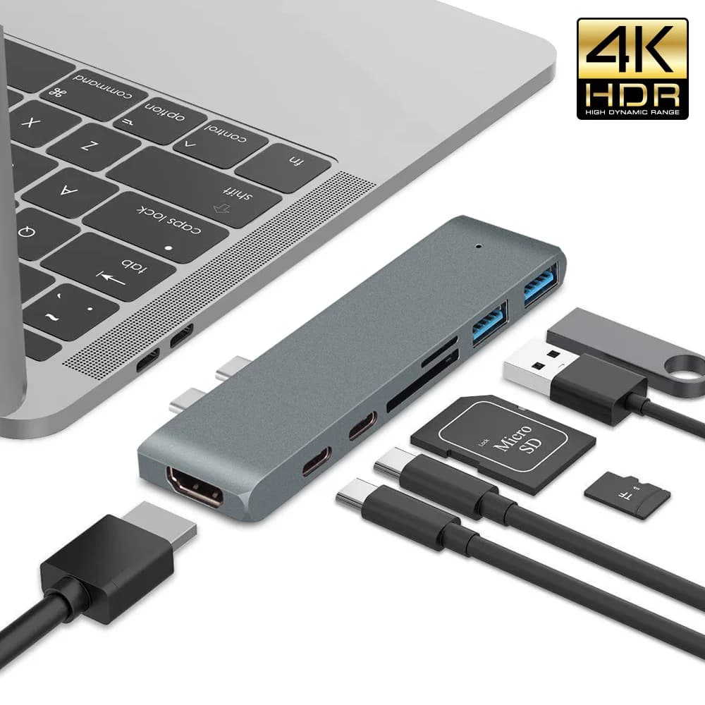 Adattatore hub USB 3.1 tipo C a HDMI 4K Thunderbolt 3 Hub USB C Slot per lettore di schede SD TF PD per MacBook Pro 16 14 Air 13 M1 Chip