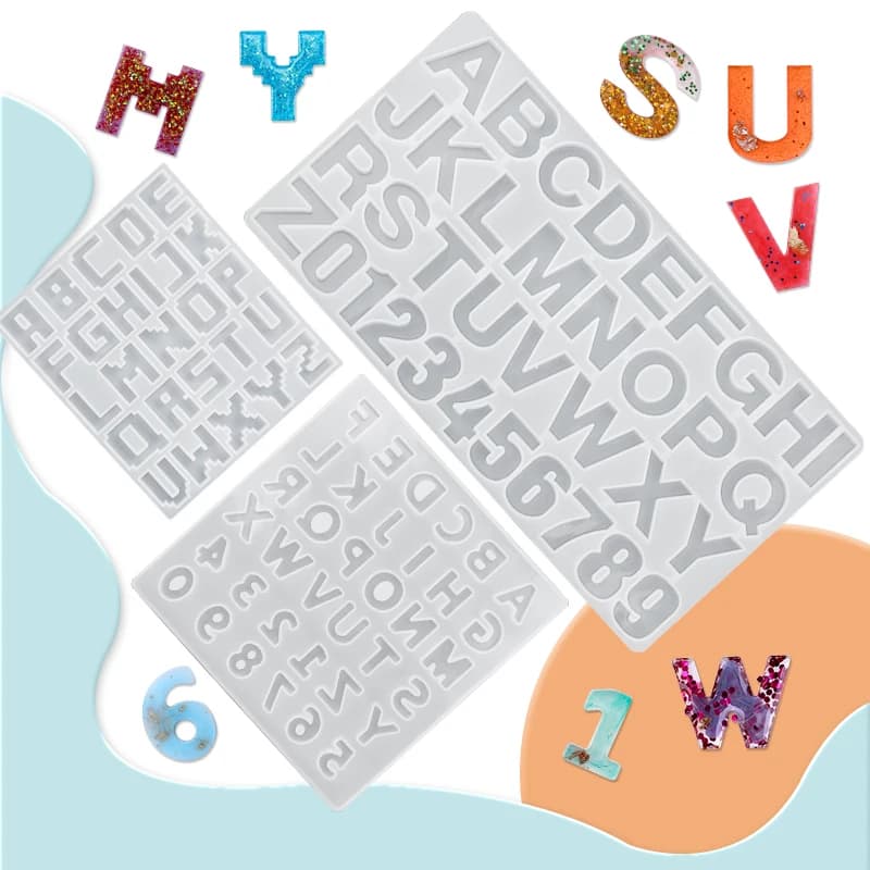 Kit di stampi in resina epossidica dell'alfabeto ornamento lettera all'indietro stampo in silicone in resina trapano numero stampo per portachiavi creazione di gioielli fai da te