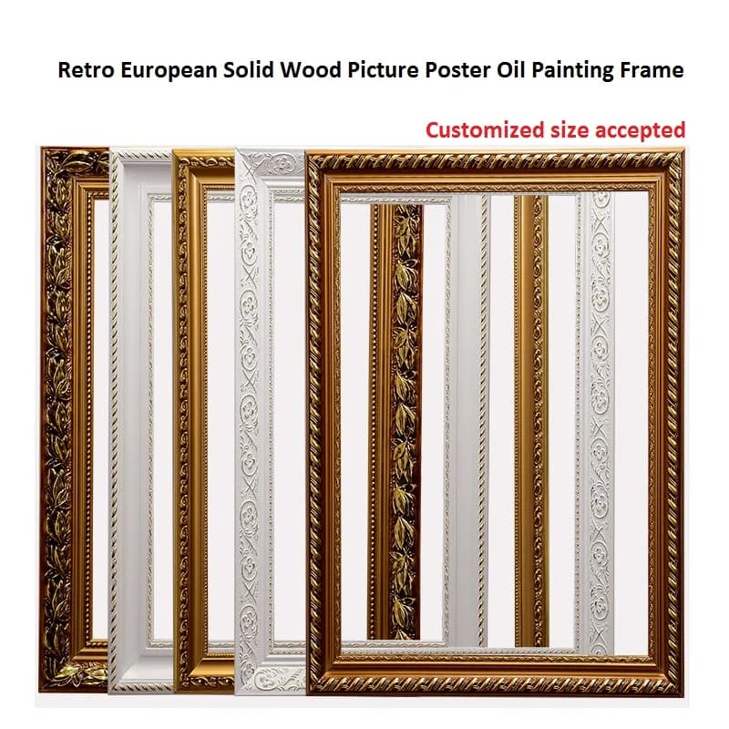 Mounted Retro European Solid Wood Oil Painting Photo Frame, Outside Frame, Advertising Picture Poster Frame, Custom Frame