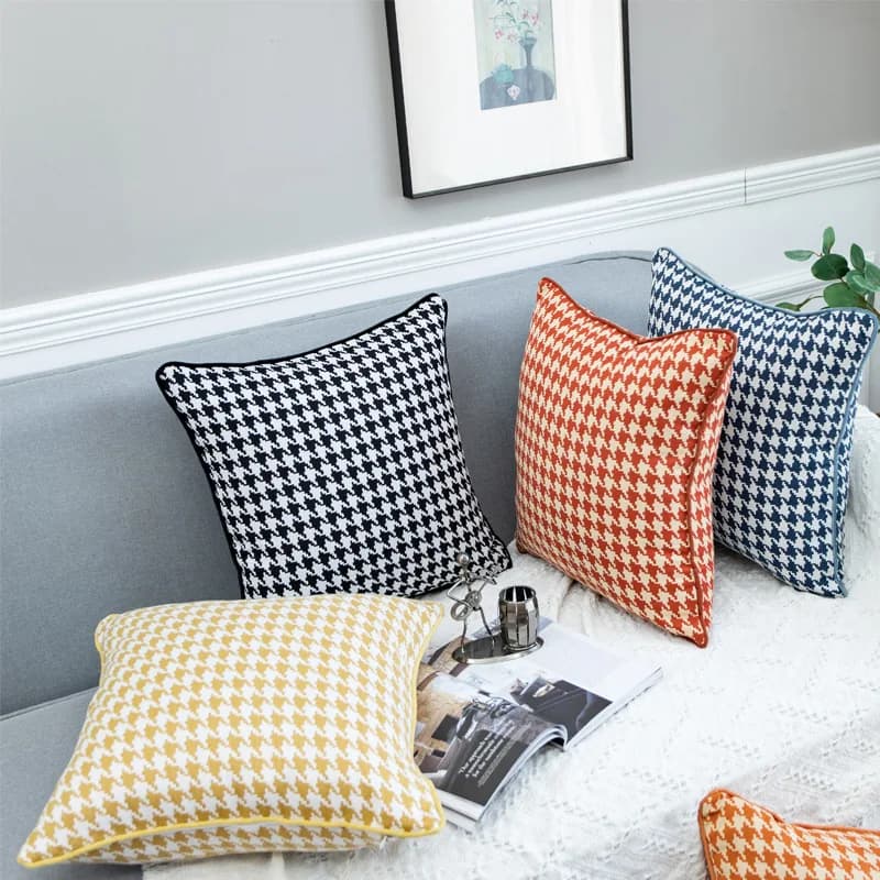 45*45 cm Fodera per cuscino Federa decorativa di lusso moderna Semplice Bianco Nero Pied de poule Arte Coussin Biancheria da letto Divano Fodera per cuscino