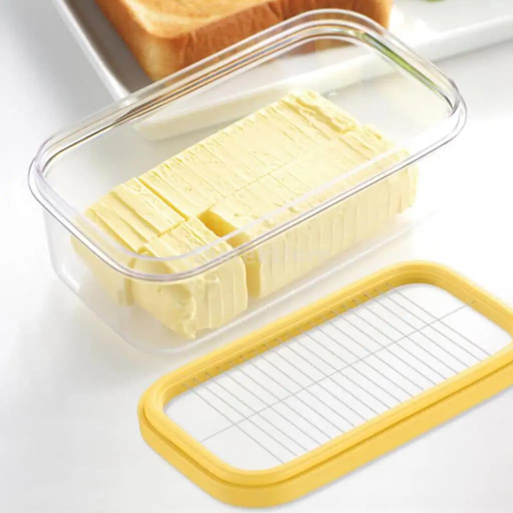 Butter Dish Box Holder Kitchen Butter Dish Box Fridge Storage Lid Cutter Transparent Plastic Storage Container with Lids