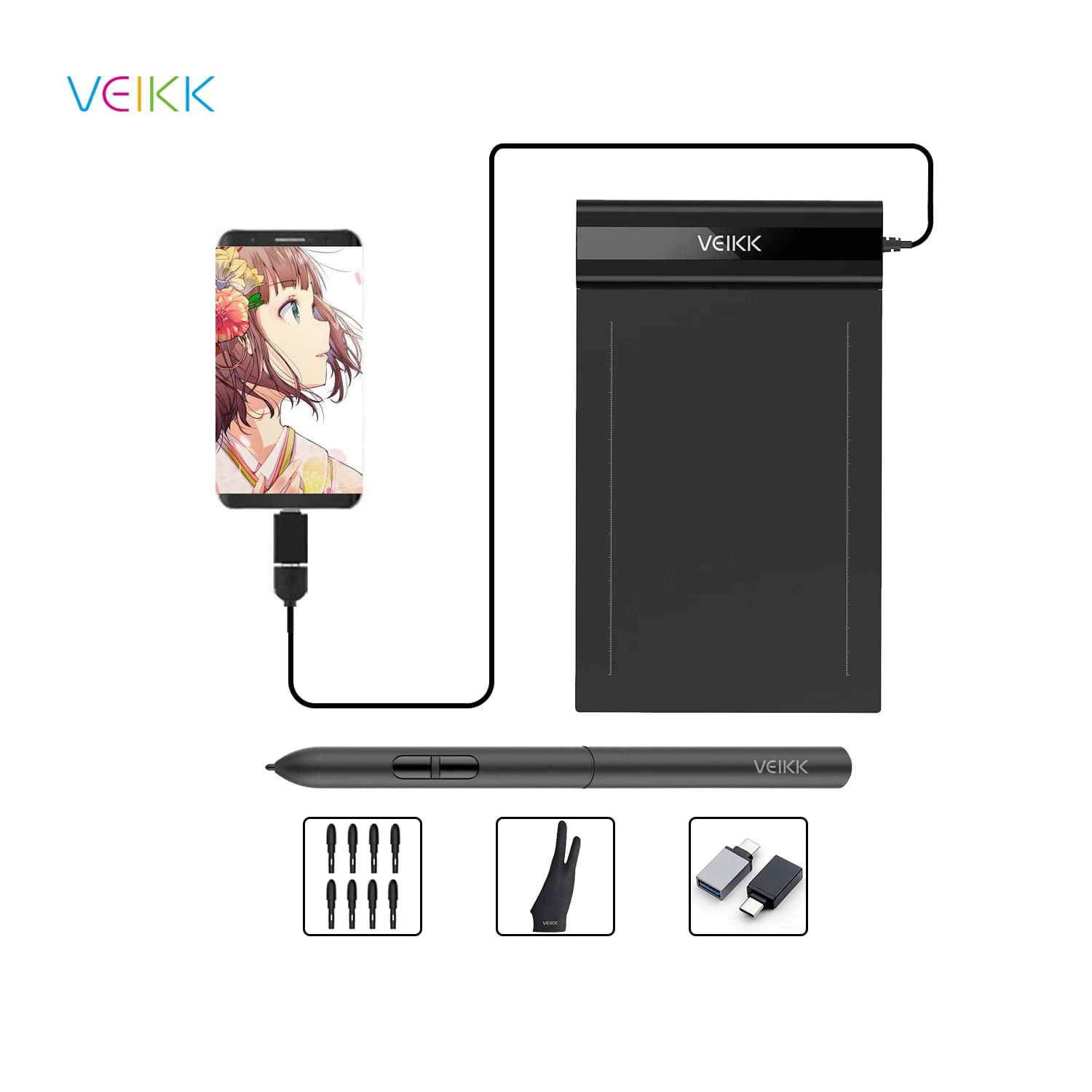 VEIKK S640 tavoletta grafica 6 x4 pollici con penna gratuita tavoletta da disegno digitale insegnamento e apprendimento Online per bambini principianti e OSU