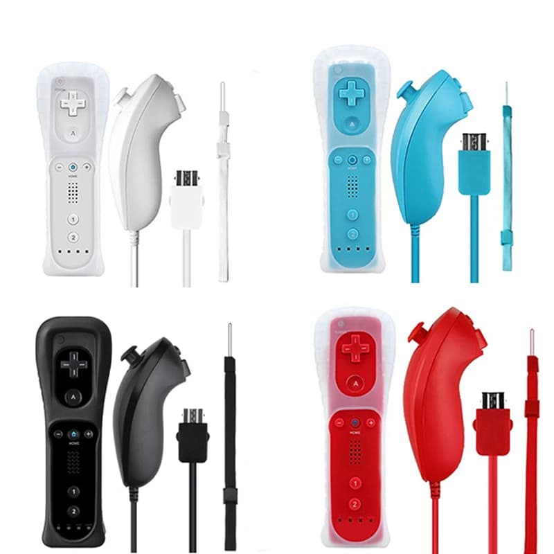 Telecomando per gamepad wireless + Nunchuck 2 in 1 per custodia in silicone per joystick controller Nintend Wii