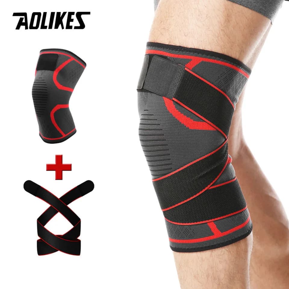 AOLIKES 1PCS Sport Uomini Ginocchiera Pressurizzato Elastico Fasciatura Al Ginocchio Pastiglie di Sostegno Attrezzature per il Fitness Basket Pallavolo Brace Protector
