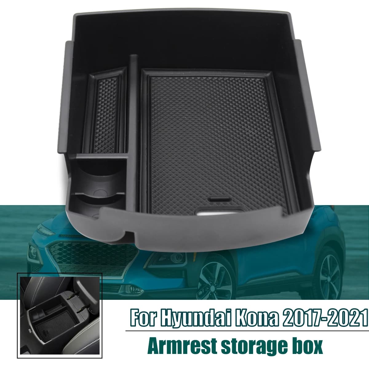 Per Hyundai Kona 2018 2019 2020 2021 Console centrale Organizer bracciolo scatola di immagazzinaggio supporto per telefono vassoio contenitore accessori per auto