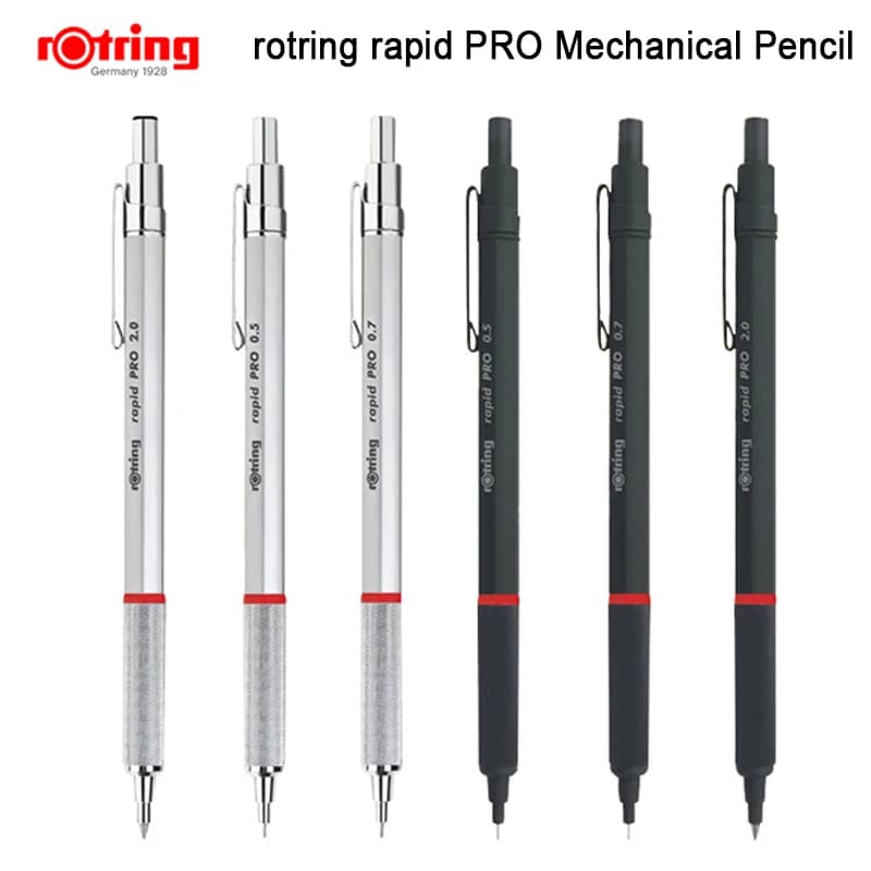 Rotring Rapid Pro 0.5/0.7/2.0mm Black/Silve Metal Mechanical Pencil Automatic pencil 1 piece